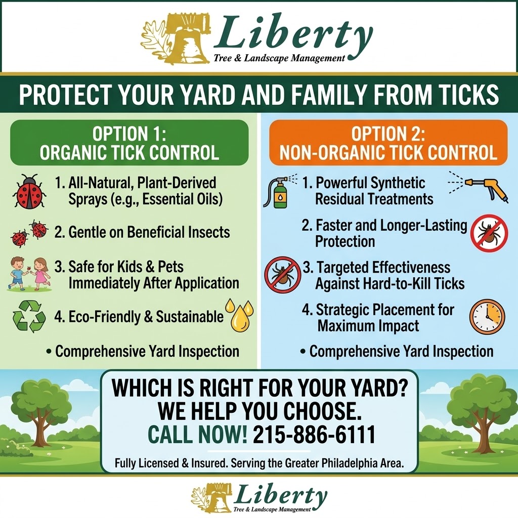Liberty Offers both Organic and Non Organic Tick Control Treatments. 